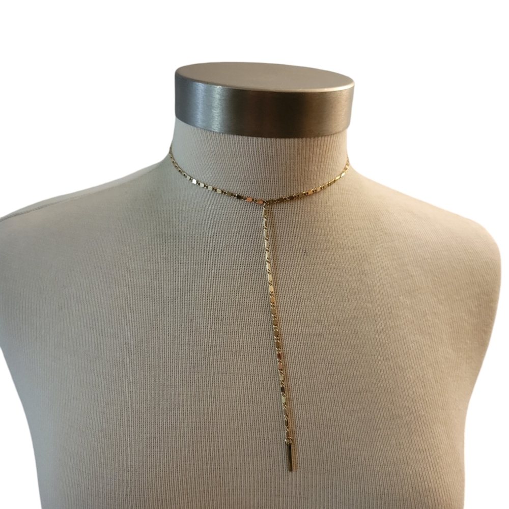 Loren Olivia Lariat Necklace Goldtone